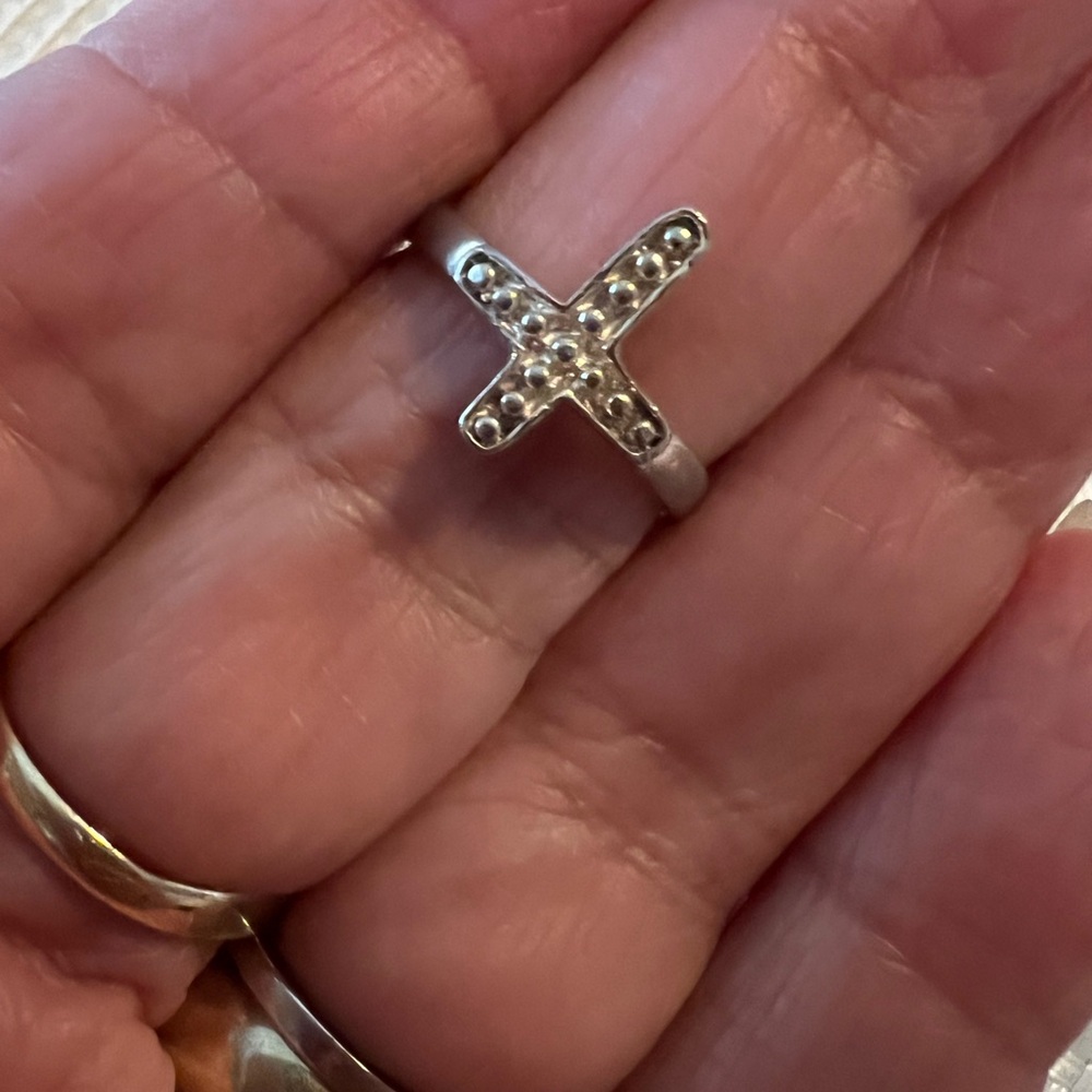 .925 Sterling Silver Cross CG Ring